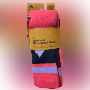 Burton Kids’ Weekend Midweight Socks 2-Pack in Fuchsia Fusion